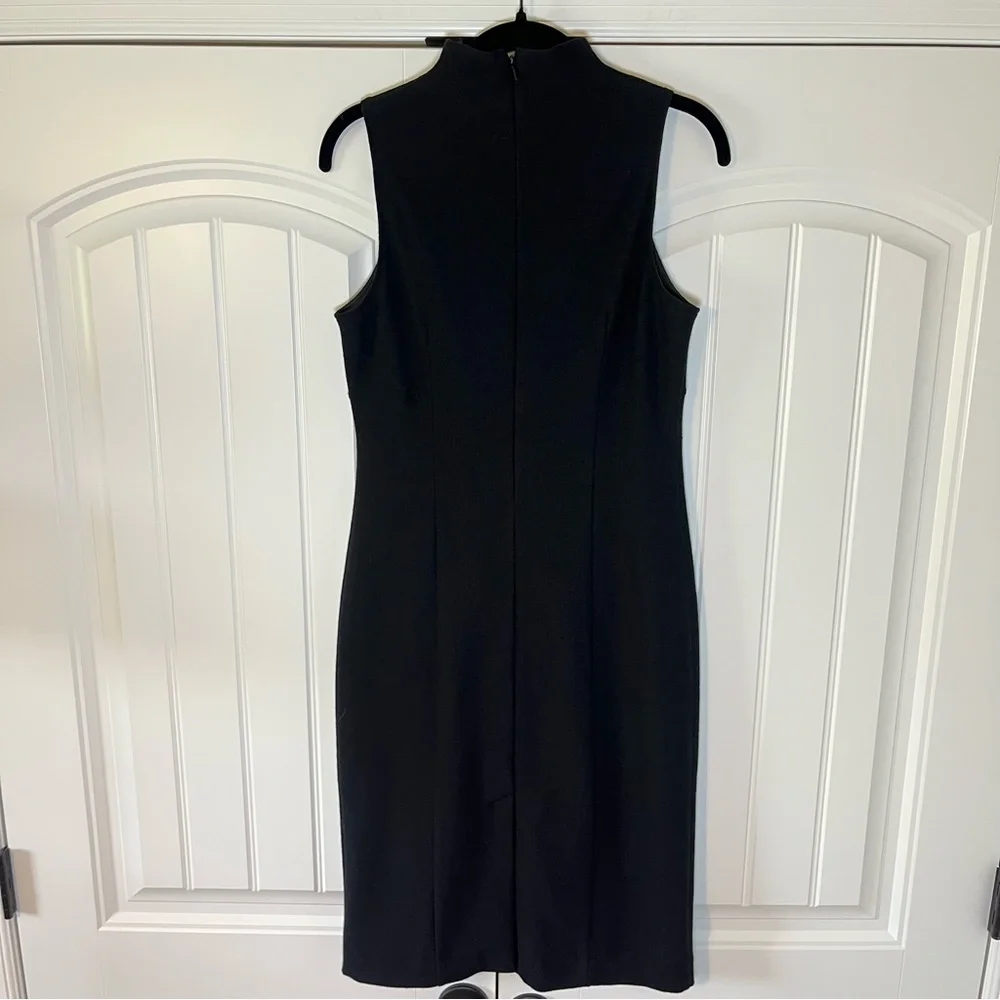 Banana Republic Black Wool Mock Neck MIDI Dress Size 4 Sleeveless - Picture 5 of 6